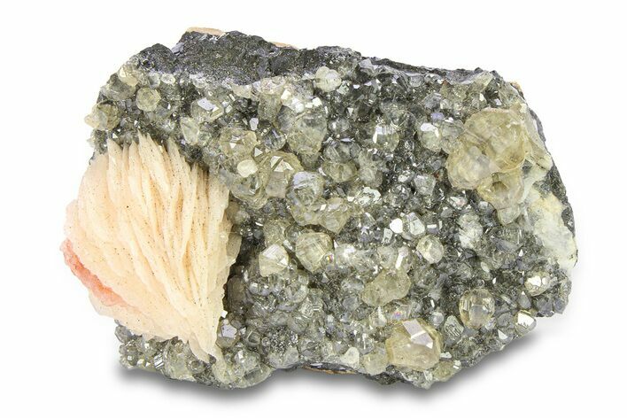 Cerussite Crystals with Bladed Barite on Galena - Morocco #291047